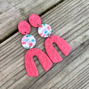 Textured Mosaic Clay Earrings